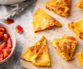 Tortilla de patata con chorizo y verduras