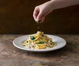 Pasta Alfredo with mushrooms