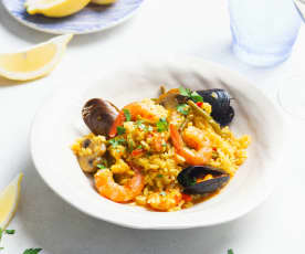 Arroz con mejillones y langostinos