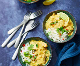 Curry thaï de thon, lait de coco et riz