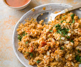 Trapanese Couscous with Fish, Tomatoes and Almonds - Couscous alla trapanese con pesce, pomodori e mandorle