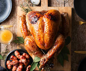 Roast Turkey with Creamy Pancetta, Lemon and Herb Stuffing