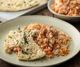 Steamed Chicken Frittata with Vegetable Rice