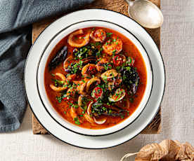 Zuppetta di pesce con crostini integrali