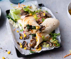 Omelette-Wrap mit Champignons und Spinat