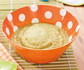 Kohlrabi-Porree-Kartoffel-Brei mit Rindfleisch