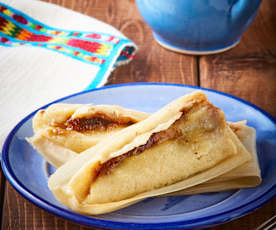 Tamales de dulce de leche y cacahuate