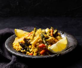 Arroz vaporizado con verduras y cítricos (Cocción de arroz)