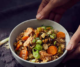 Puten-Pilaw mit Aprikosen und Mandeln