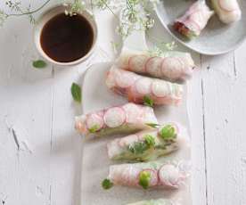 Vegane Sommerrollen mit Radieschen