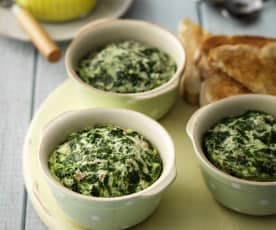 Potted Eggs with Spinach and Bacon