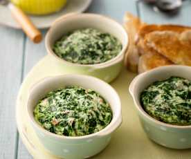 Potted Eggs with Spinach and Bacon