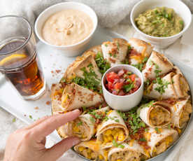 Quesadillas di pollo chipotle con guacamole e pico de gallo   