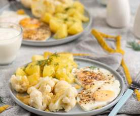 Jajka sadzone na Varomie z kalafiorem i ziemniakami