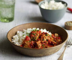 Vepřové stew na rajčatech s rýží basmati