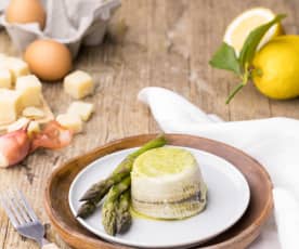 Flan di asparagi con turbante di sogliole