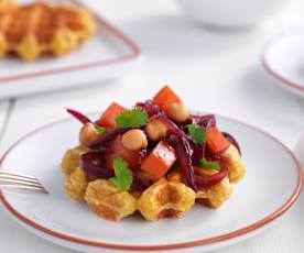 Waffles di patate dolci con salsa di pomodoro