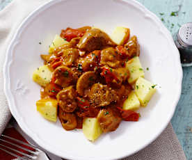 Rindfleisch Stroganoff mit Kartoffeln