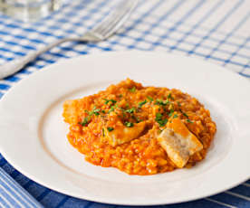 Arroz caldoso con pez espada