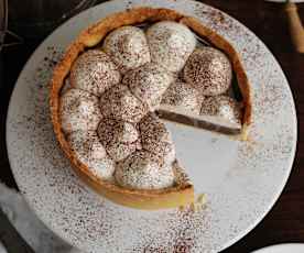 Tarte de chocolate e natas