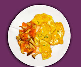 Sellerie-Schnitzel mit Pilz-Tomaten-Sugo