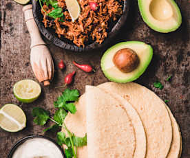 Tortilla Tex-Mex à la viande de porc