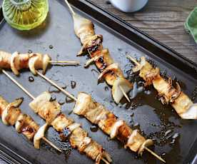 Brochetas de pez espada con salsa Teriyaki