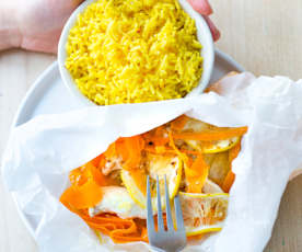 Poulet au citron, fenouil et riz épicé