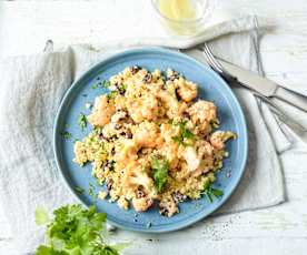 Bulgur mit gebratenem Blumenkohl und Rosinen