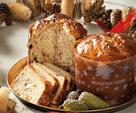 Panettone con nueces, arándanos y chocolate blanco
