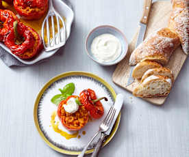 Gefüllte Paprika mit Linsenbolognese