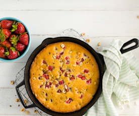 Hazelnut Strawberry Skillet Cake