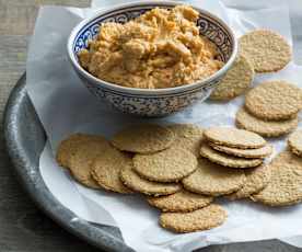 Oatcakes with Moroccan hommus