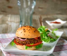 Vegan walnut and black bean burger