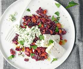 Salade de chou rouge, carottes et feta