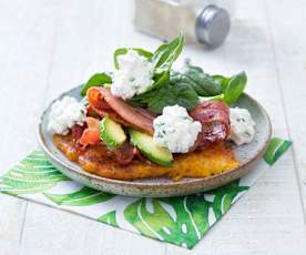 Hash browns with chive cottage cheese