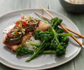 Salmon with Sticky Tomato Glaze