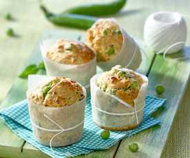 Muffins petits pois, menthe et comté