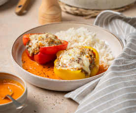 Stuffed Peppers with Rice and Tomato Sauce