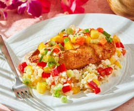 Macadamia Chicken Over Tropical Fruit Paella