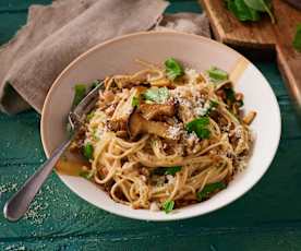 Spaghetti mit Pilz-Carbonara