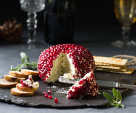 Aperitivo de queso con granada