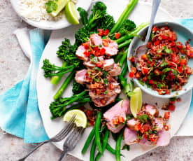 Pork fillet with chilli and coconut relish
