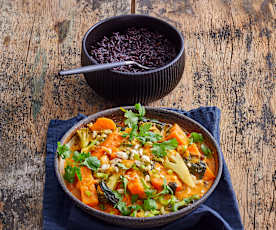 Curry de patates douces, épinards et brocoli