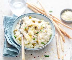 Risotto parmesan, olive et zeste de citron