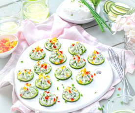 Rondelles de courgette, crème de chèvre