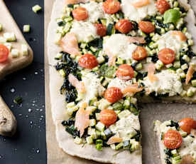 Smoked Salmon, Courgette and Spinach Flatbread