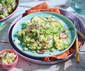 Overnight Reissalat mit Gurke und Dill