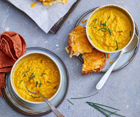 Soupe de carottes, poireau et cheddar