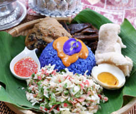 Nasi Kerabu (Blue Pea Rice)